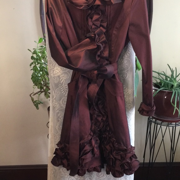 Iridescent Brown/Black Ruffled Coat - Picture 4 of 6